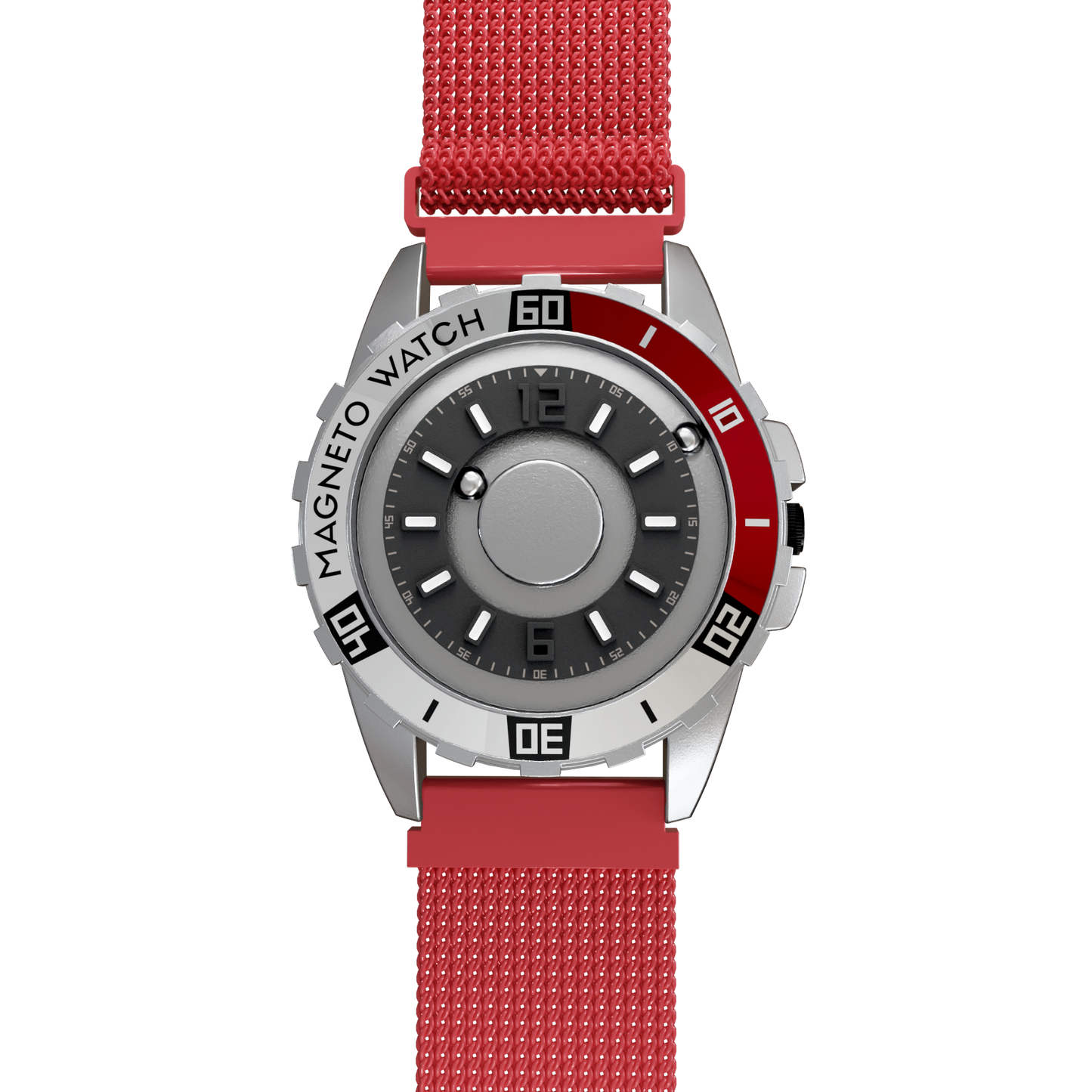 Magneto-Uranus-Maschenarmband-Rot-Front