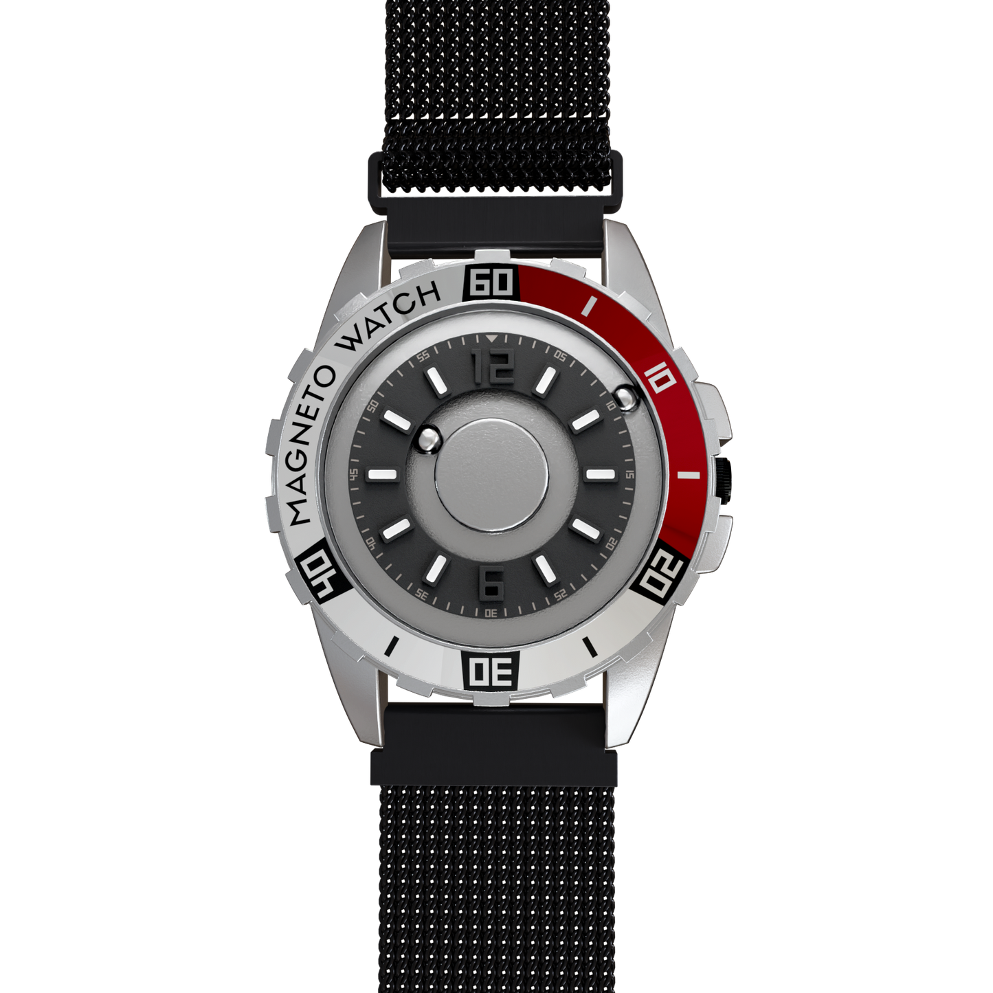 Magneto-Uranus-Maschenarmband-Schwarz-Front