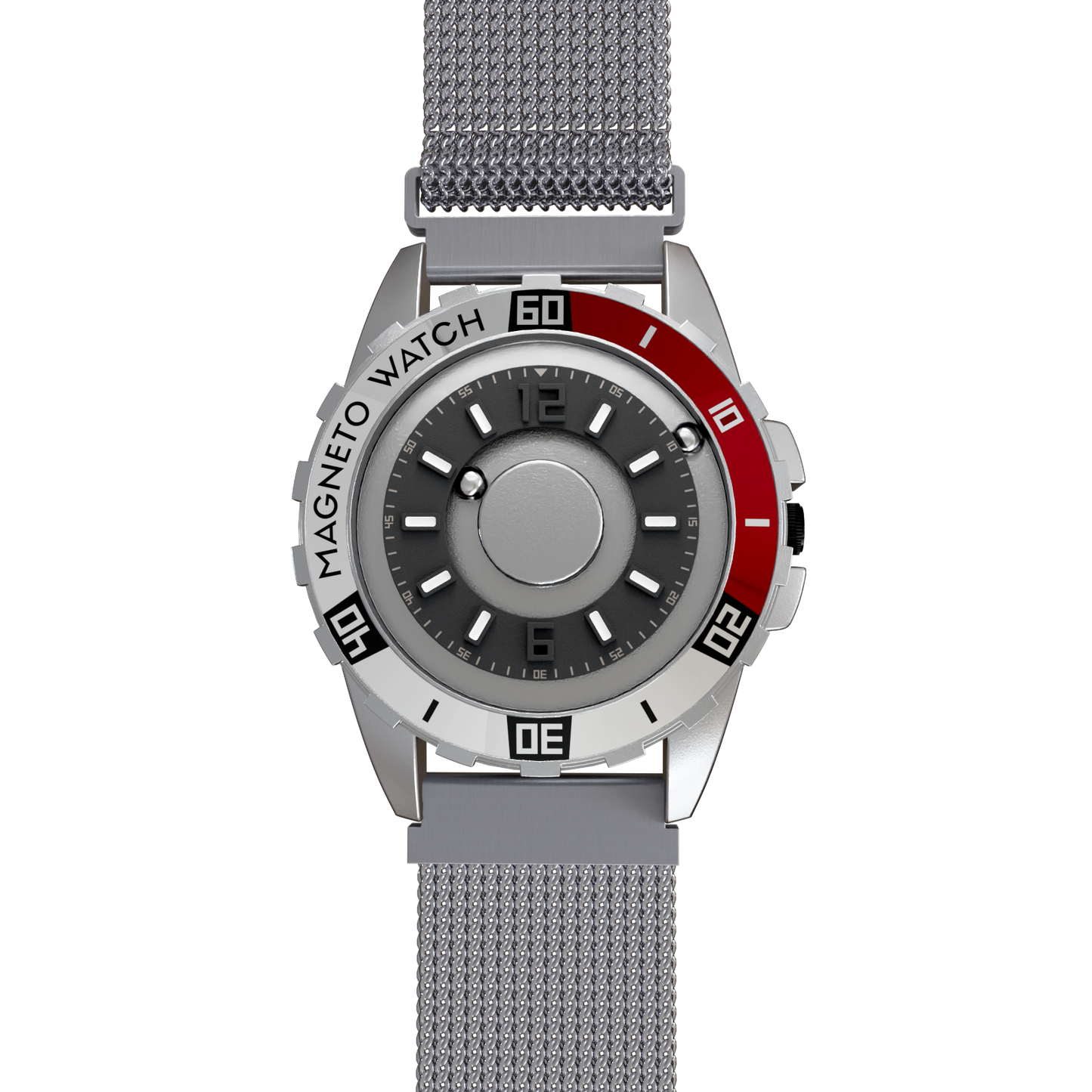 Magneto-Uranus-Maschenarmband-Silber-Front