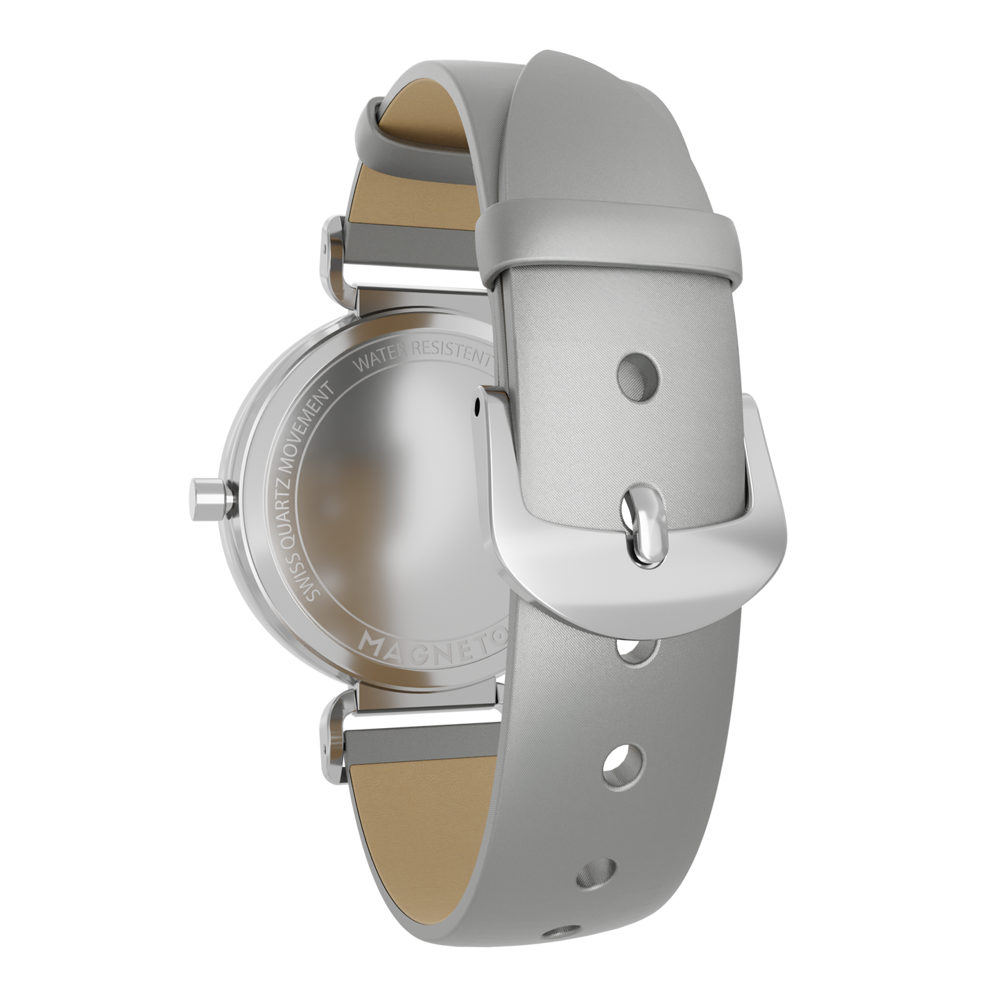 Magneto-Watch-Bella-Silver-Pearl-Satin-Leder-Grau-Back