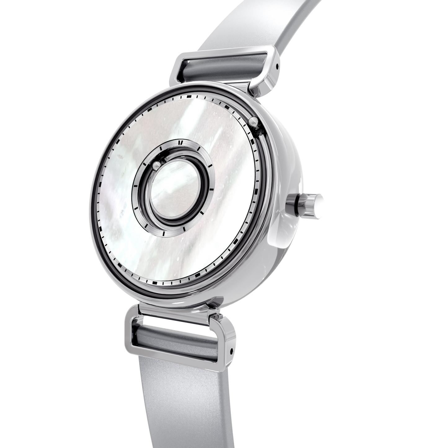 Magneto-Watch-Bella-Silver-Pearl-Satin-Leder-Grau-Side