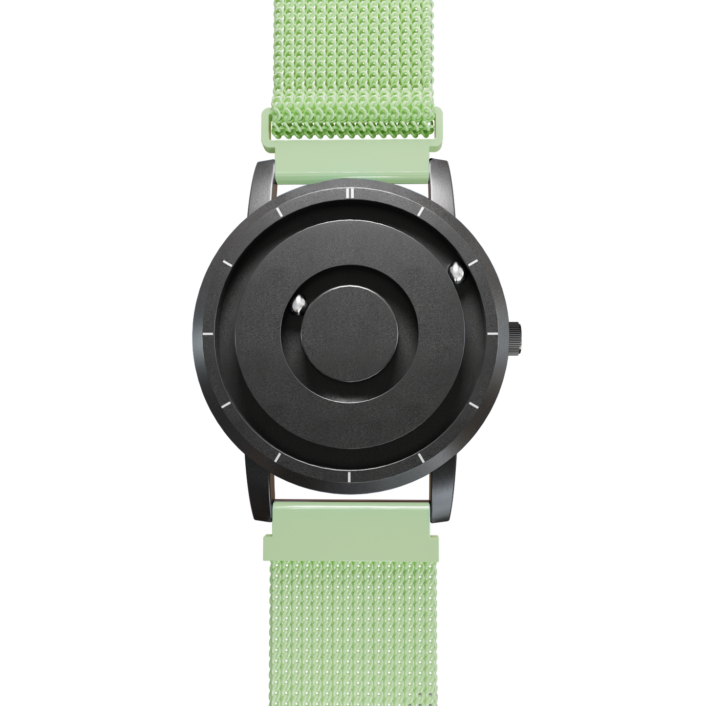 Magneto-Watch-Jupiter-Black-Maschenarmband-Mint-Front