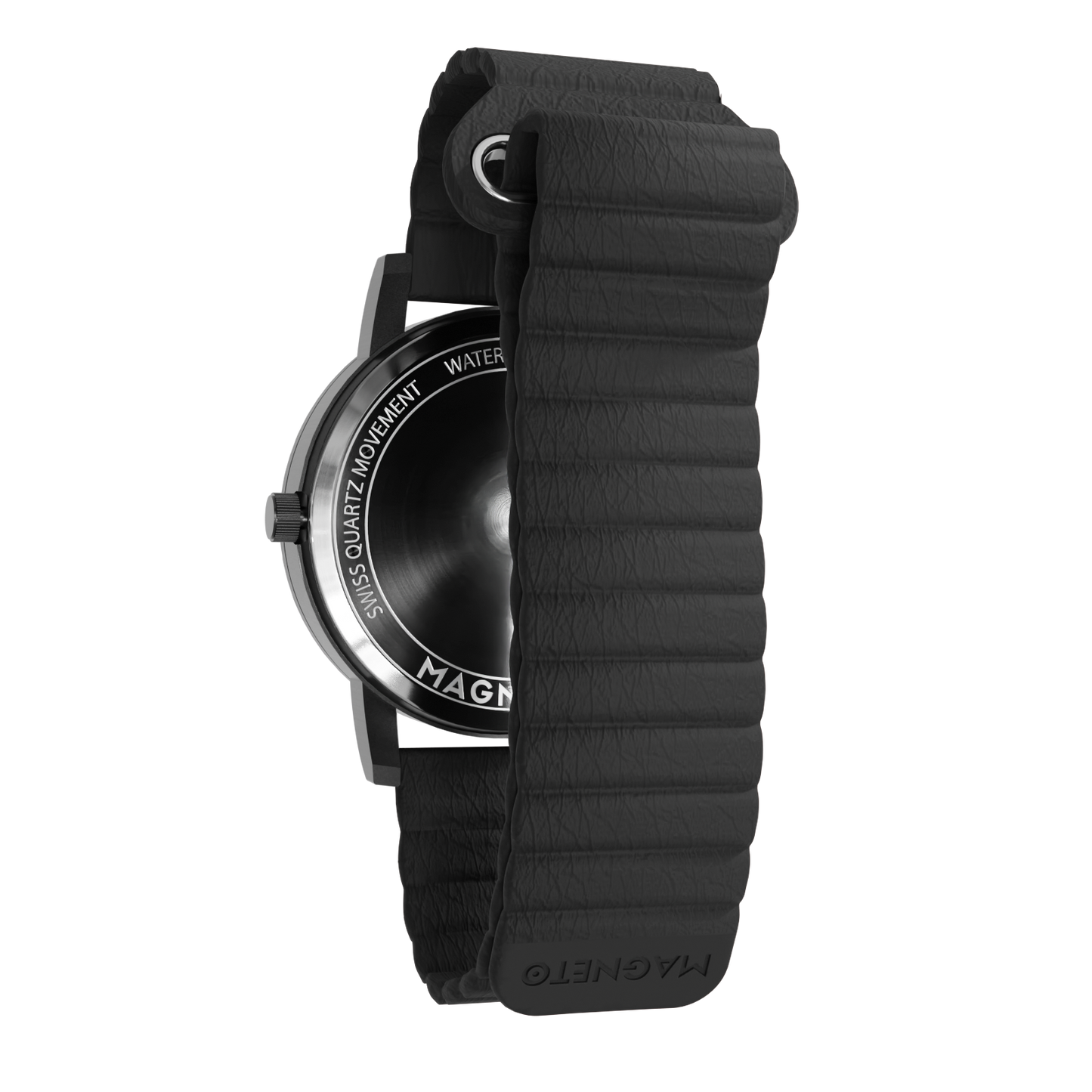Magneto-Watch-Komet-Black-Kunstleder-Magnetisch-Schwarz-Back