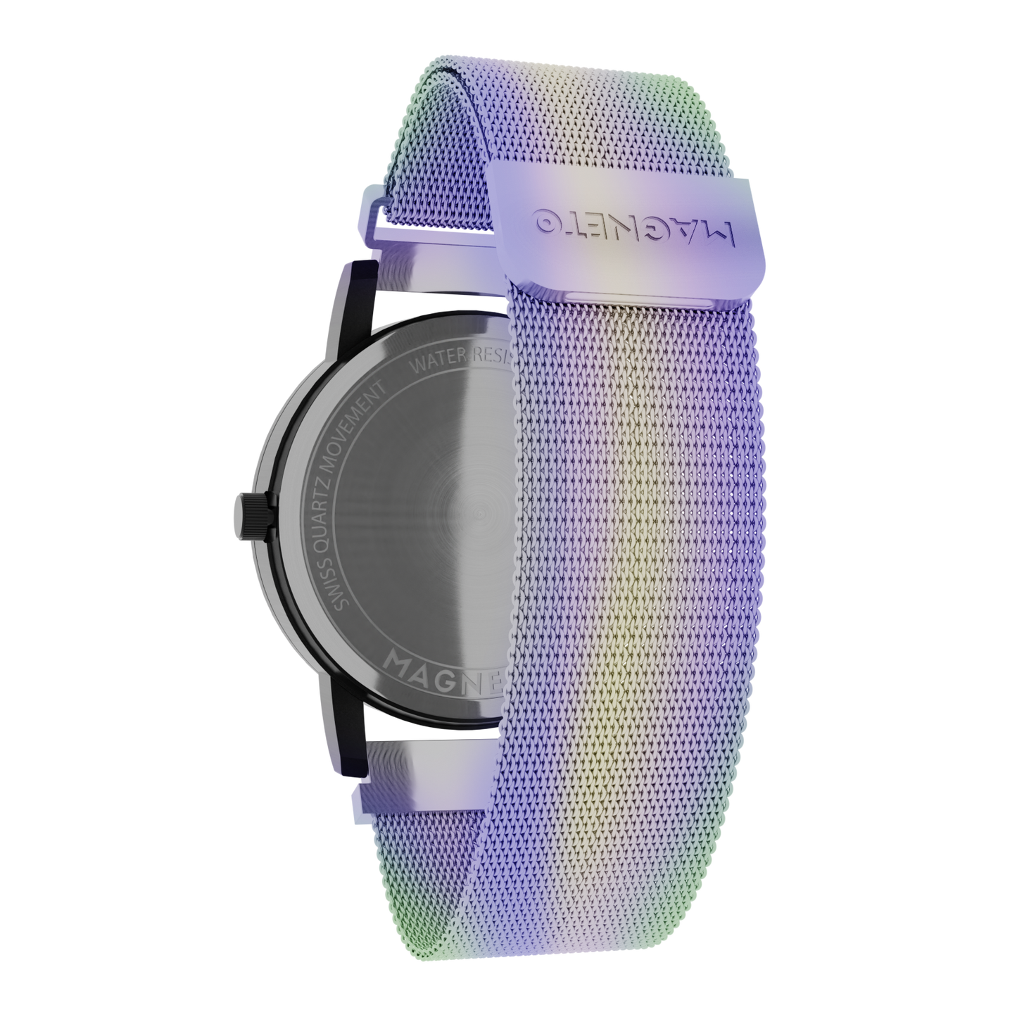 Magneto-Watch-Komet-Black-Maschenarmband-Flip-Flop-Back