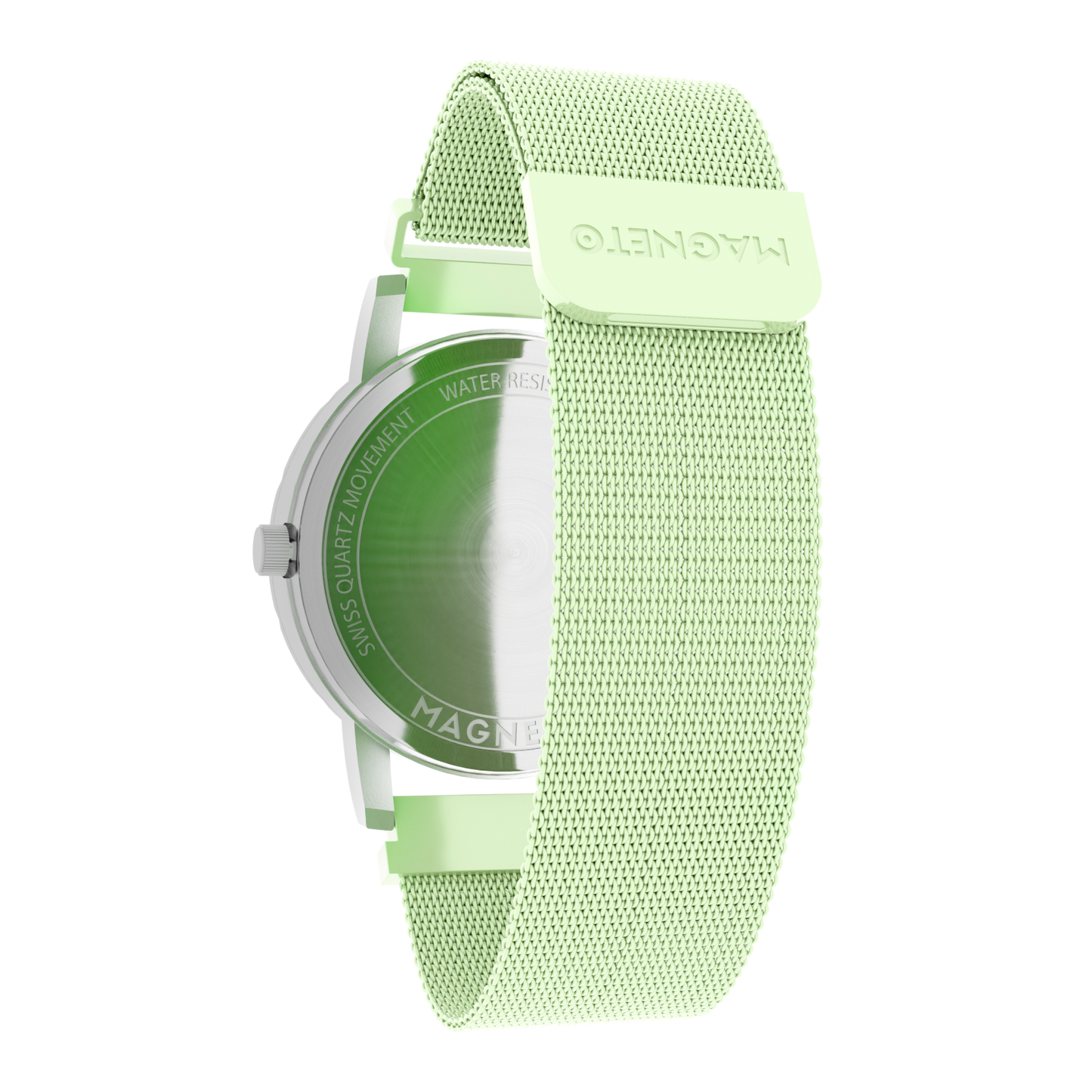 Magneto-Watch-Komet-Silver-Maschenarmband-Mint-Back