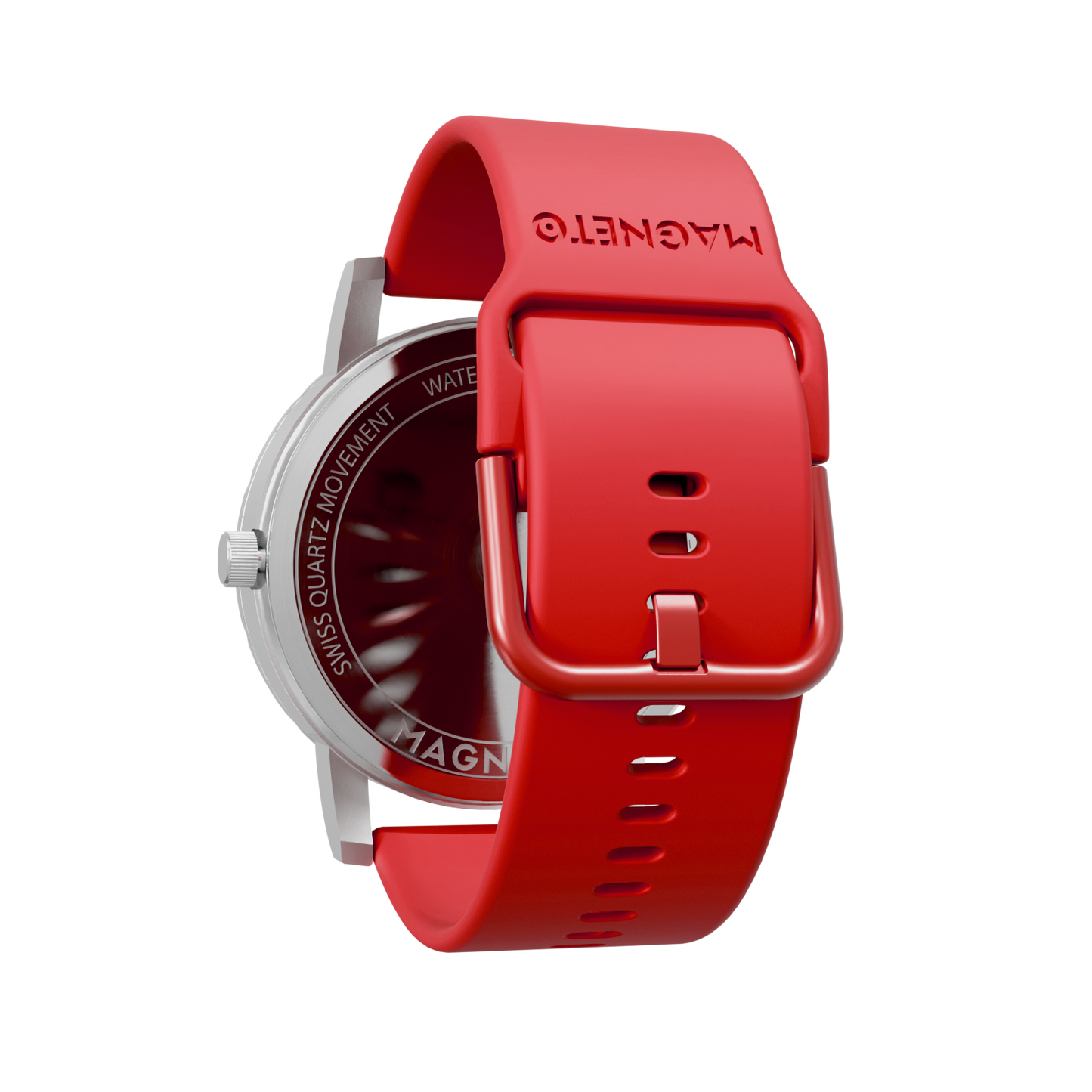 Magneto-Watch-Komet-Silver-Silikon-Rot-Back