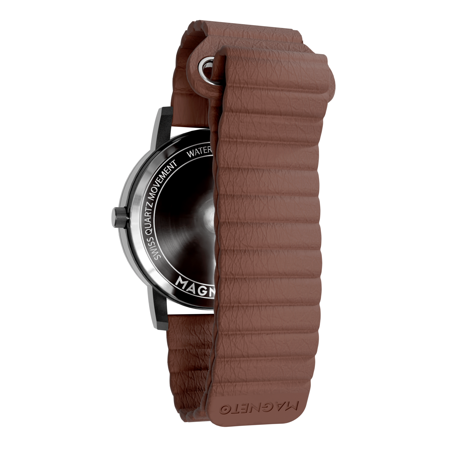 Magneto-Watch-Kunstleder-Magnetisch-Braun-Side