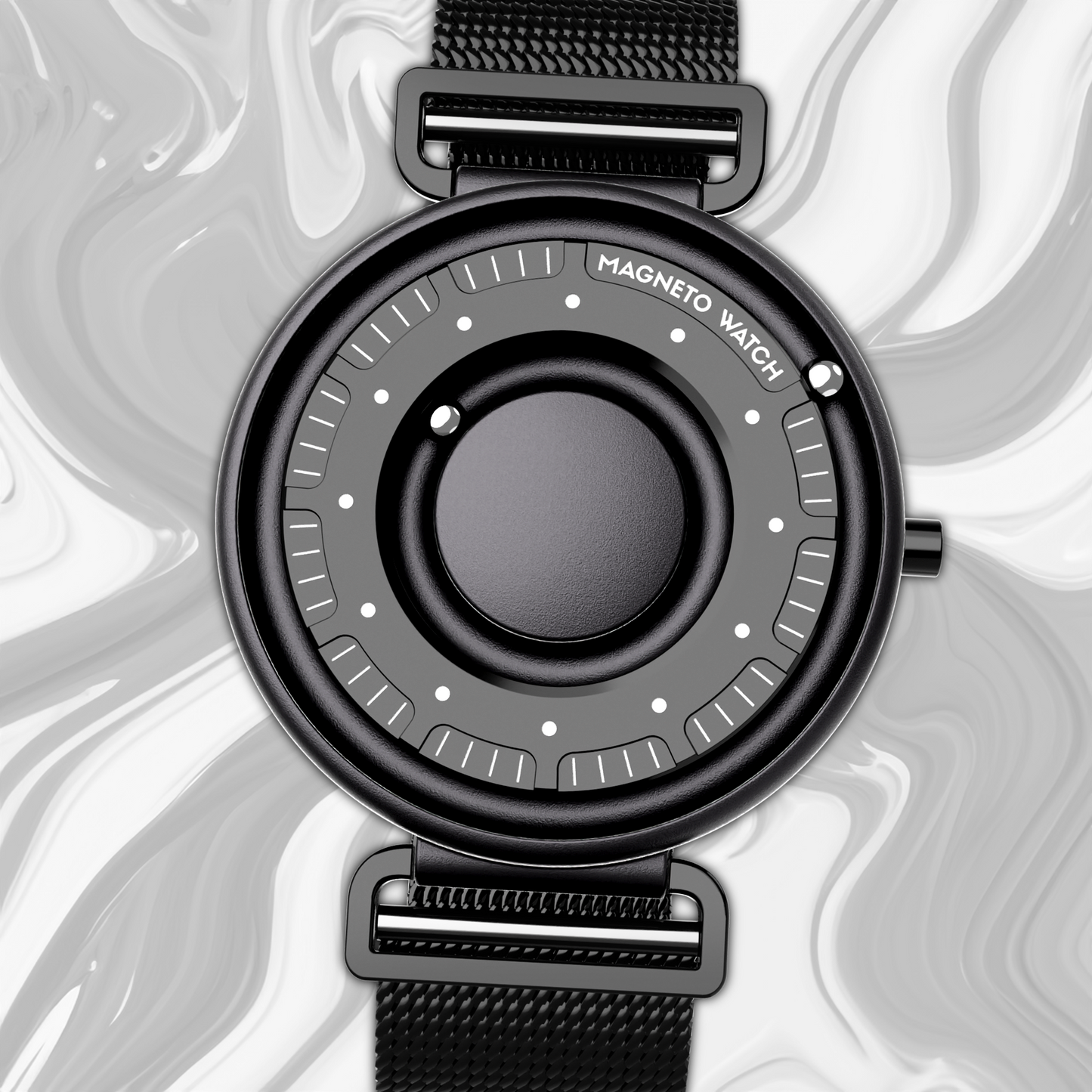 Magneto-Watch-Primus-Black-Milanaise-Black-Background