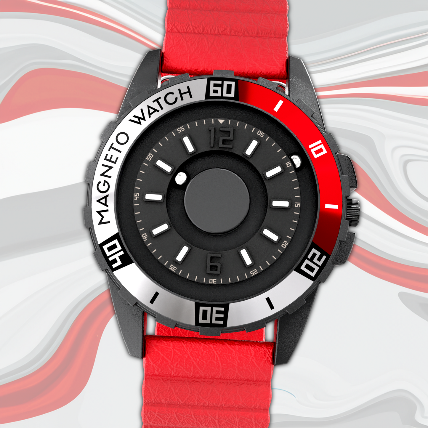 Urano Nero Ecopelle Magnetico Rosso
