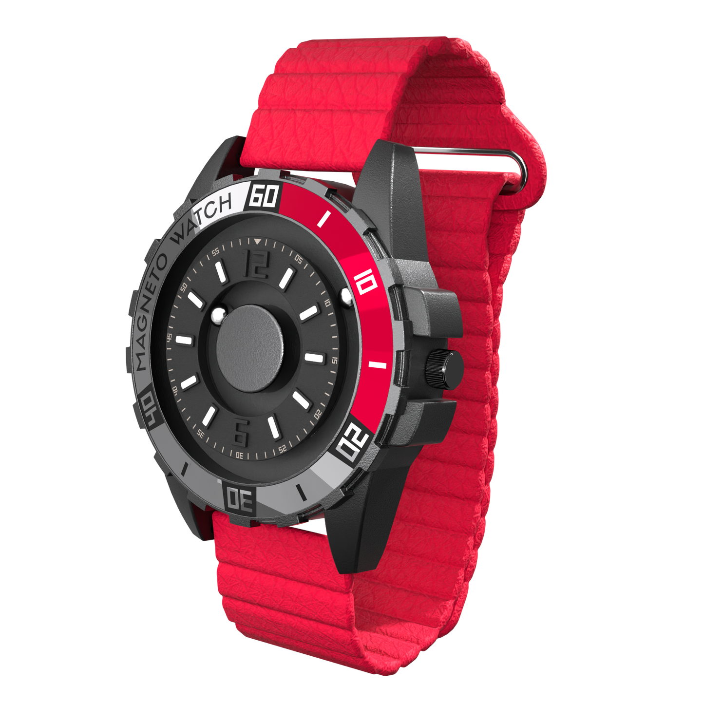 Urano Nero Ecopelle Magnetico Rosso