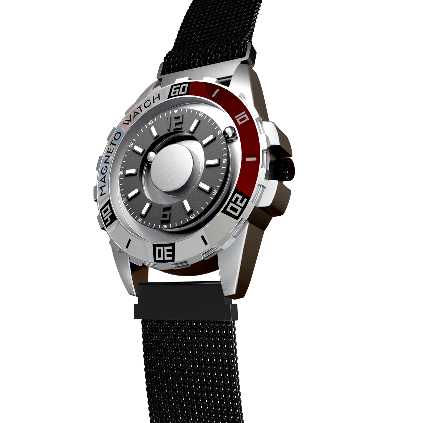 Magneto-Watch-Uranus-Maschenarmband-Schwarz-Side