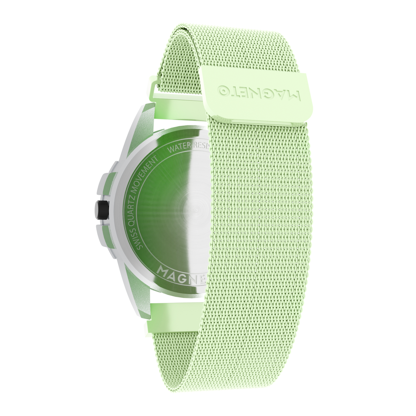 Magneto-Watch-Uranus-Red-Maschenarmband-Mint-Back