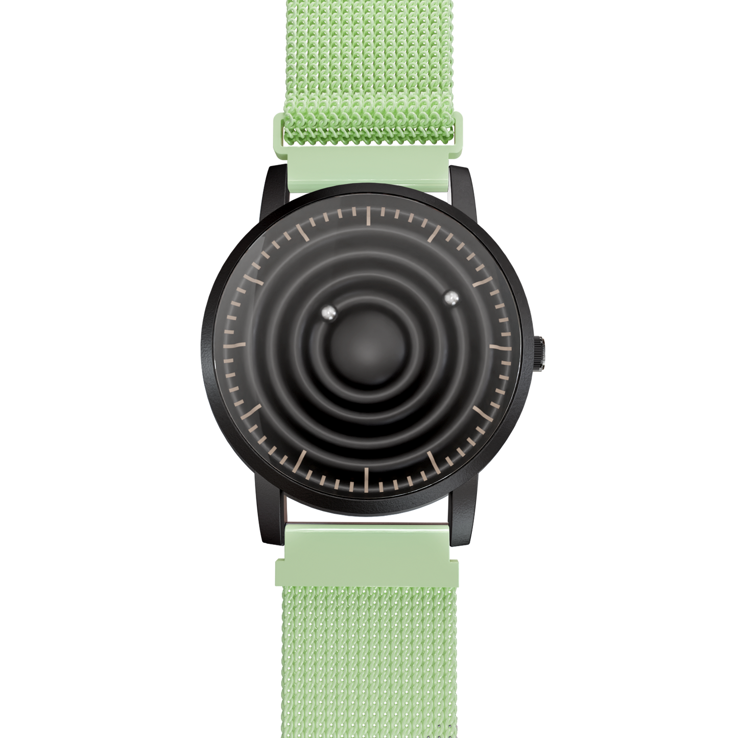 Magneto-Watch-Wave-Black-Maschenarmband-Mint-Front