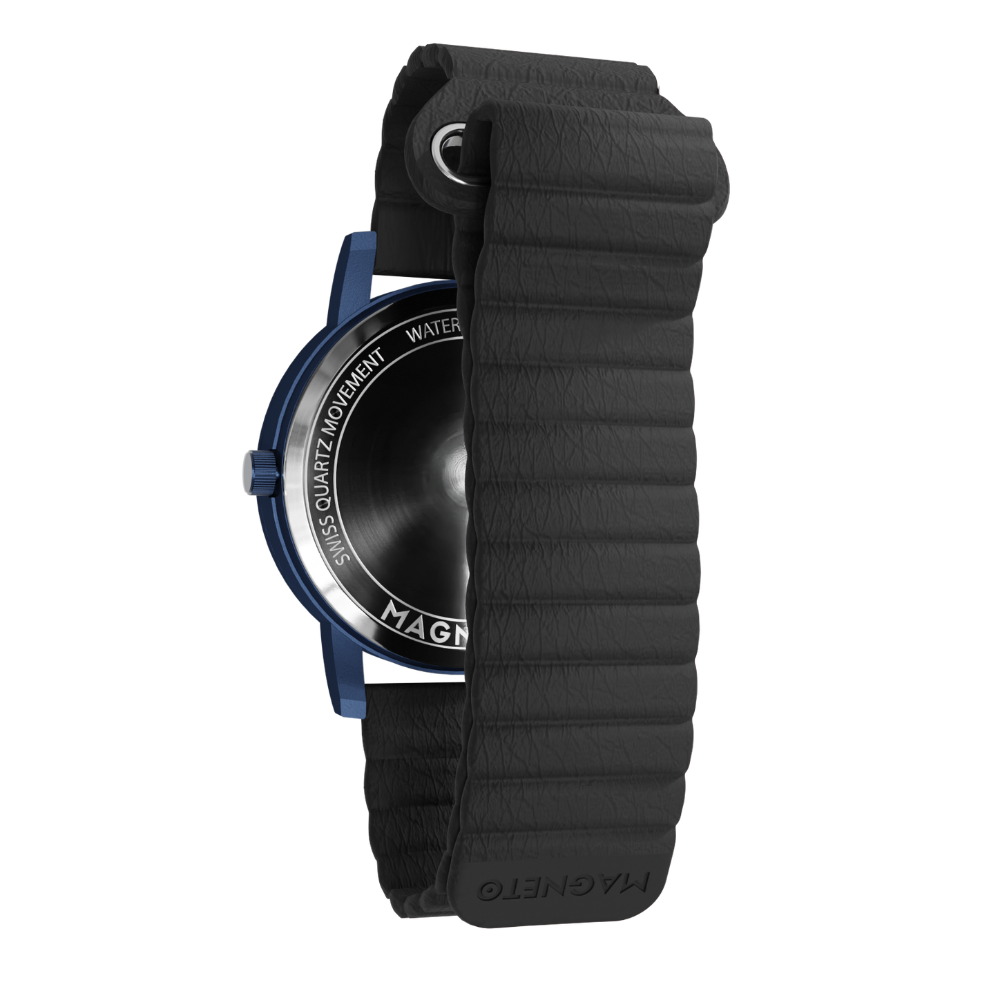 Magneto-Watch-Wave-Blue-Kunstleder-Magnetisch-Schwarz-Back