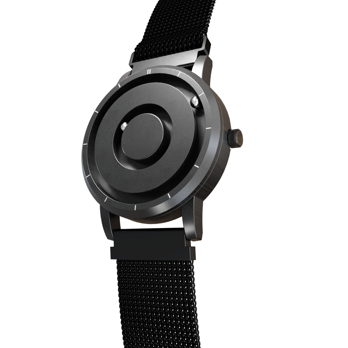 Magneto-Watch-Jupiter-Black-Maschenarmband-Schwarz-Side