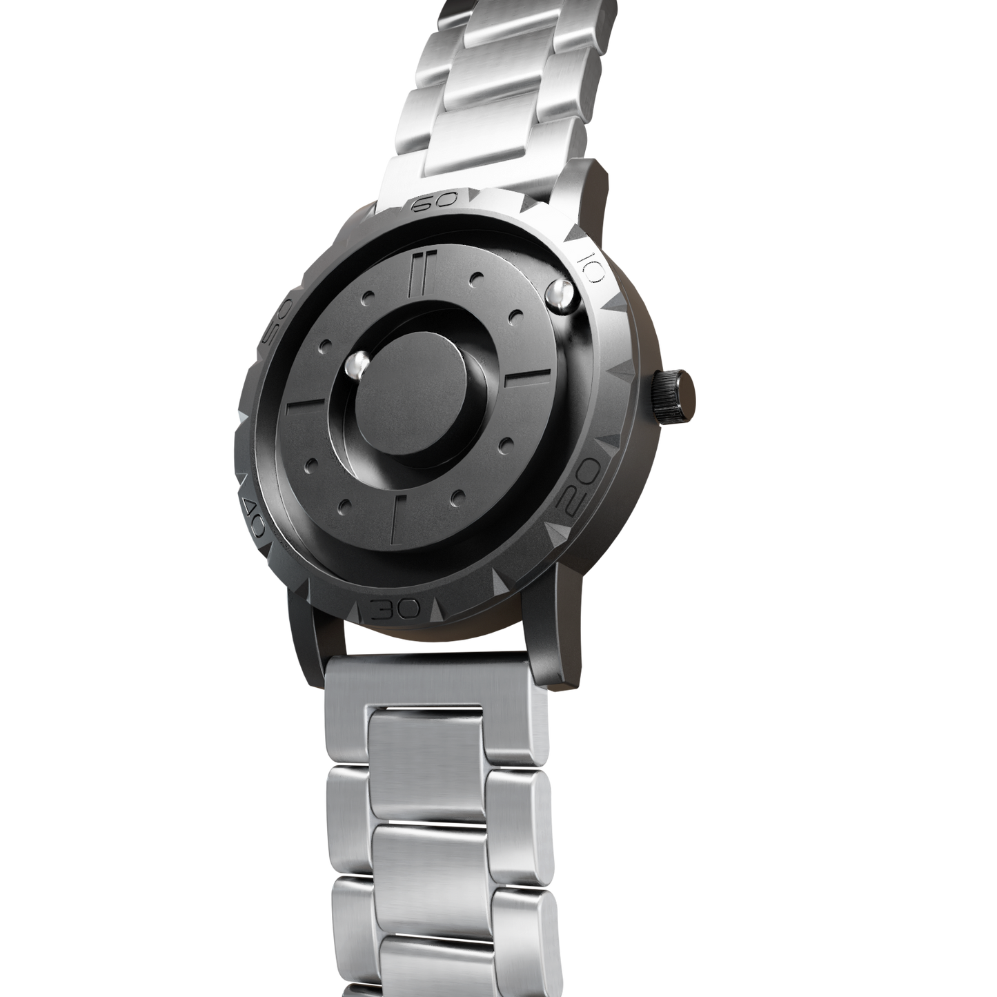 Magneto-Watch-Komet-Black-Edelstahl-Silber-Side