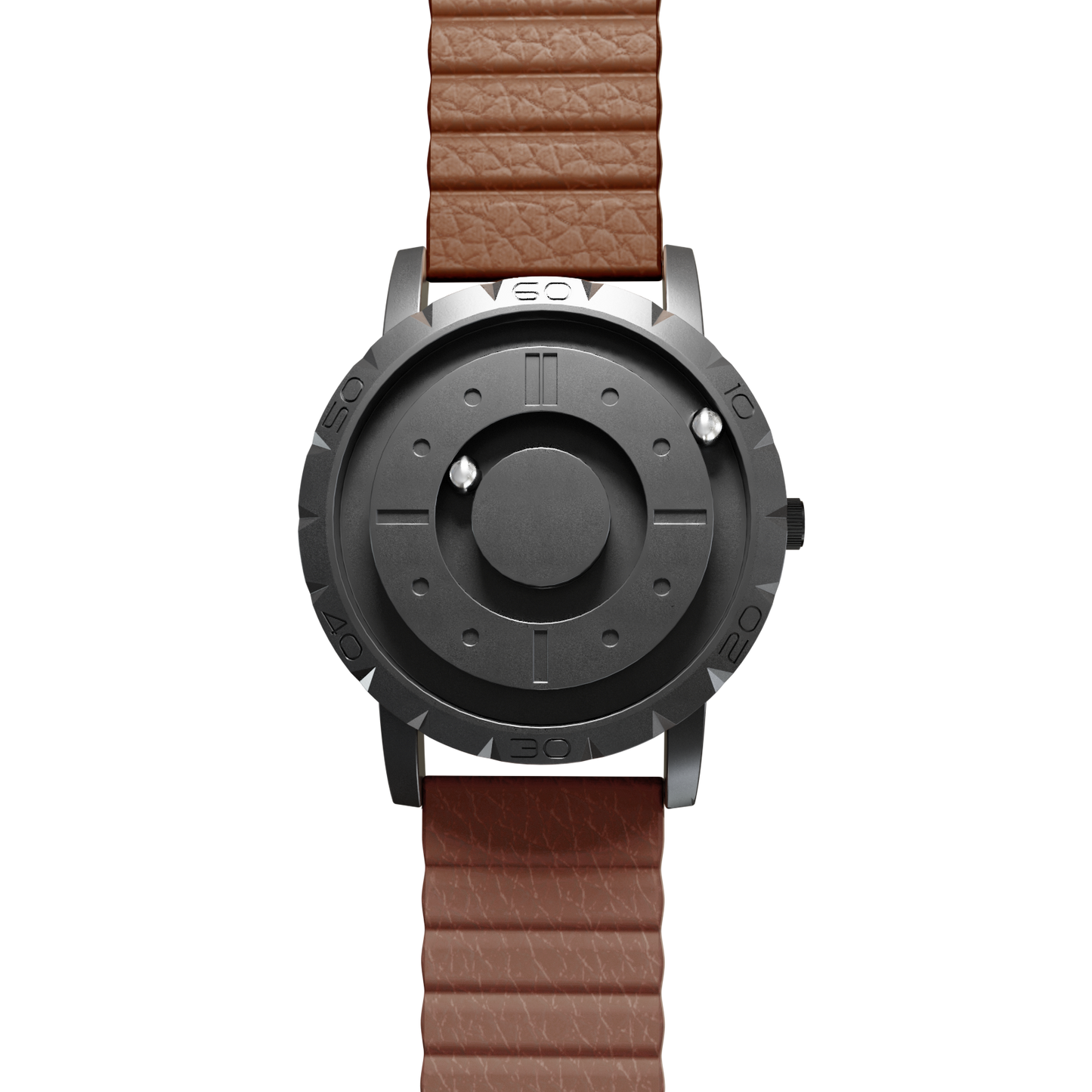 Magneto-Watch-Komet-Black-Kunstleder-Magnetisch-Braun-Front