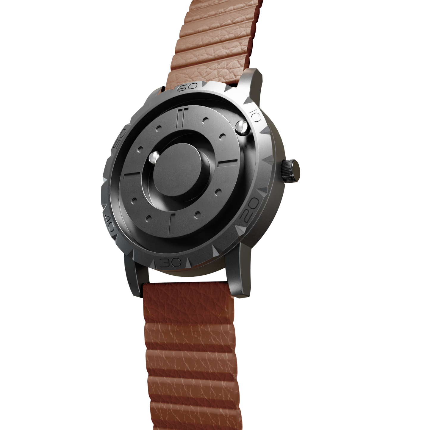 Magneto-Watch-Komet-Black-Kunstleder-Magnetisch-Braun-Side