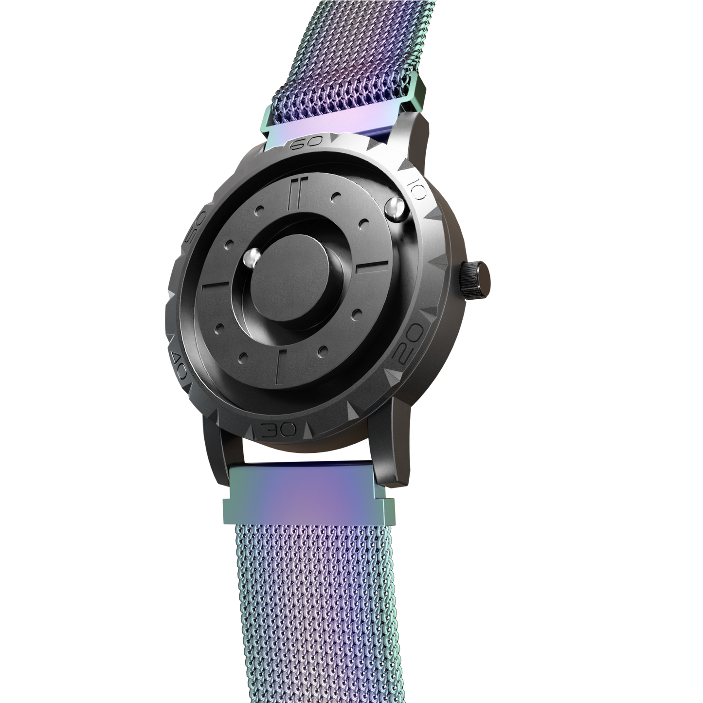 Magneto-Watch-Komet-Black-Maschenarmband-Flip-Flop-Side