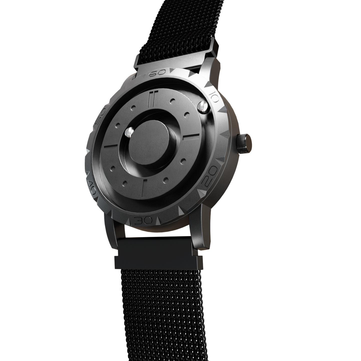 Magneto-Watch-Komet-Black-Maschenarmband-Schwarz-Side