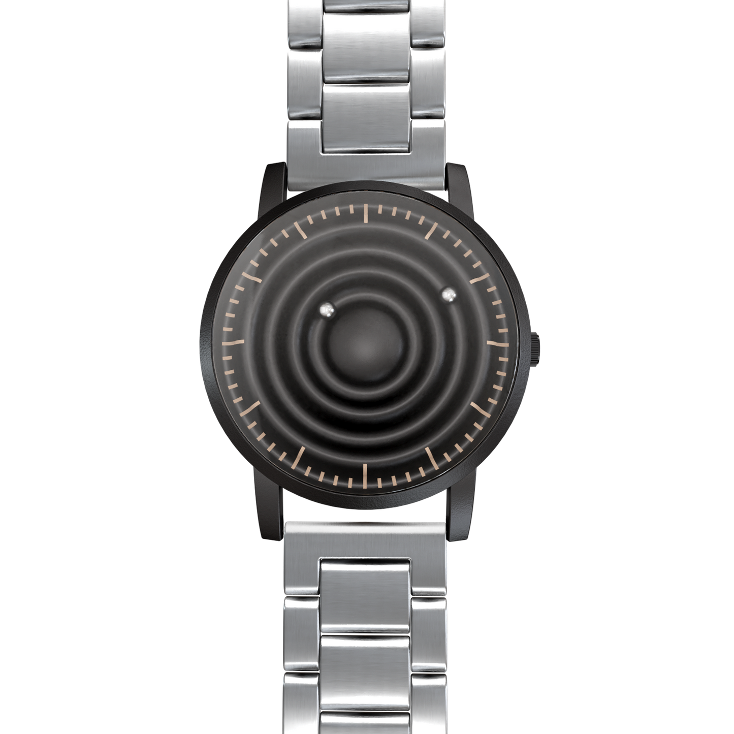 Magneto-Watch-Wave-Black-Edelstahl-Silber-Front