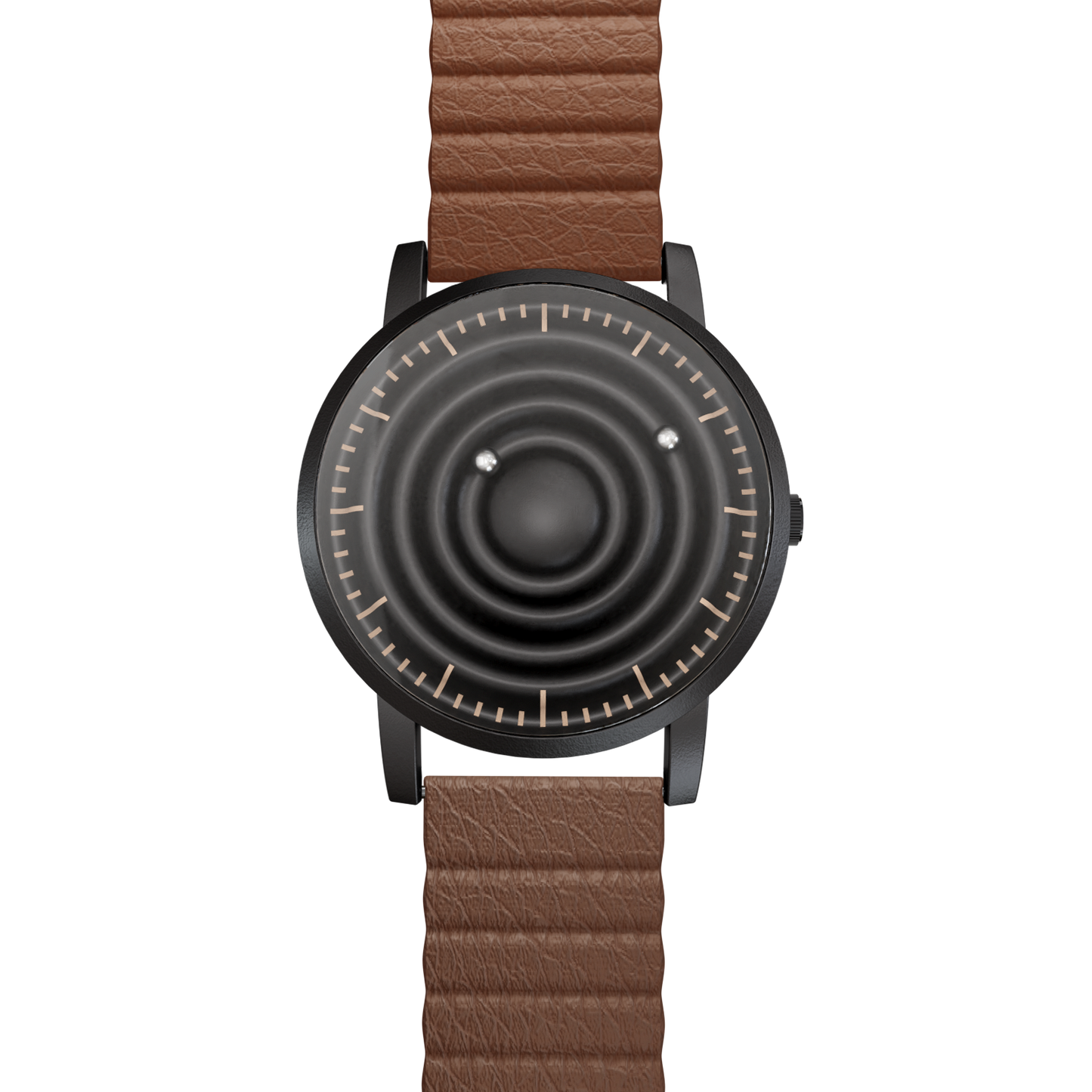 Magneto-Watch-Wave-Black-Kunstleder-Magnetisch-Braun-Front