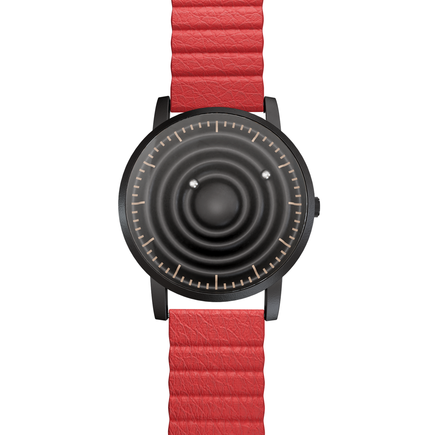 Magneto-Watch-Wave-Black-Kunstleder-Magnetisch-Rot-Front