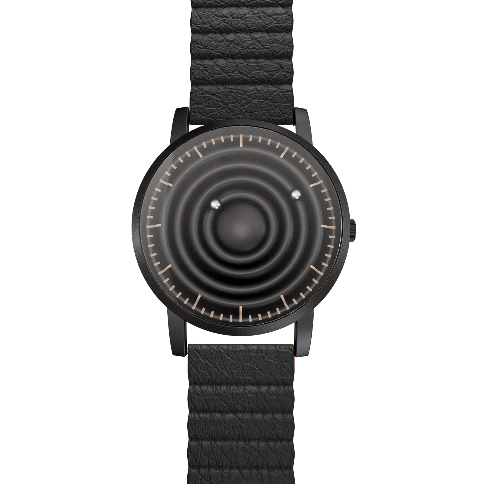 MAGNETO Wave Black Leder Magnetisch Schwarz Armbanduhr – Magneto Watch