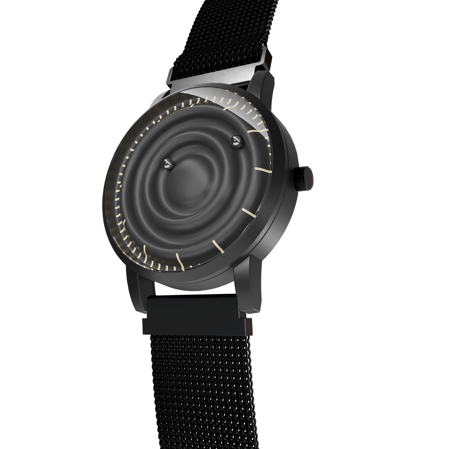 Magneto-Watch-Wave-Black-Maschenarmband-Schwarz-Side