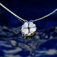 Halskette mit Kleeblatt & Herz Anhänger Silber-Pearl (925 Silber)