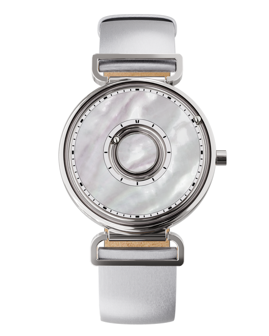 Magneto-Watch-Bella-Silver-Pearl-Satin-Leather-Front