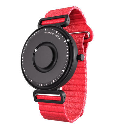 Fusion Black synthetic leather magnetic red