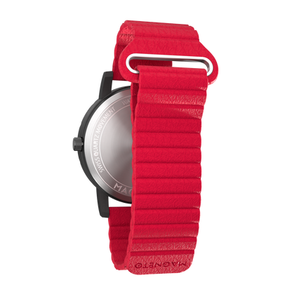 Jupiter Black synthetic leather magnetic red