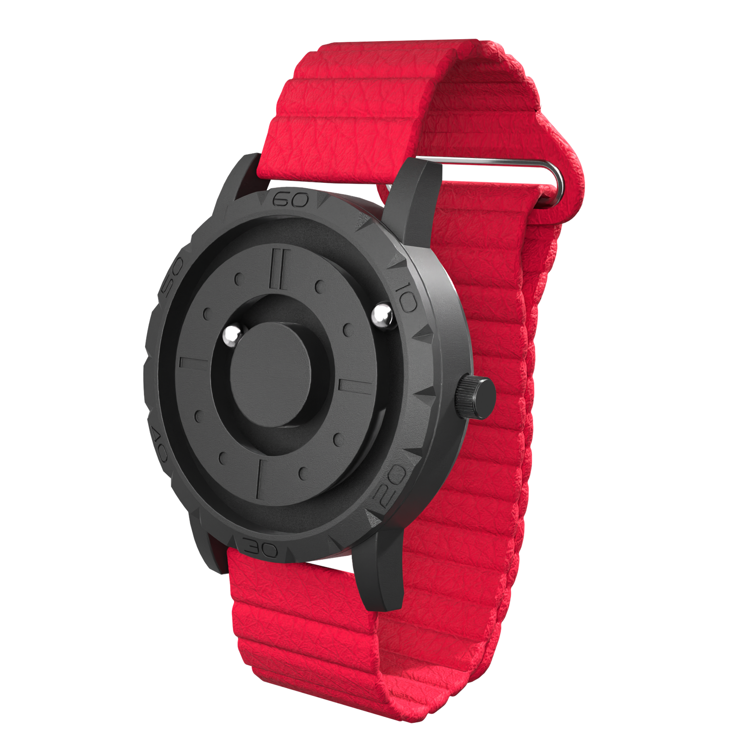 Komet Black synthetic leather magnetic red