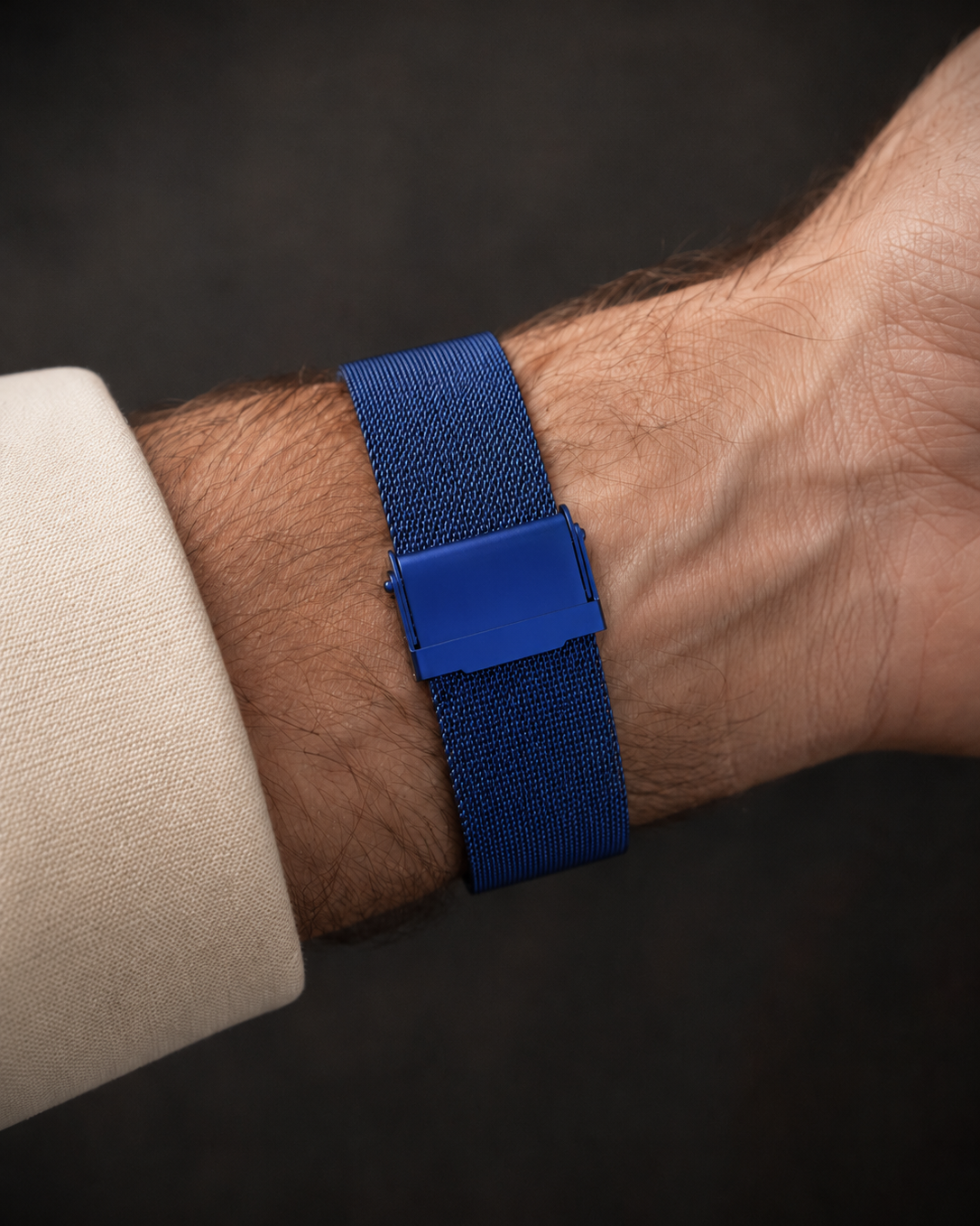 Magneto-Watch-Maschenarmband-Sicherheitsverschluss-Blau-Front