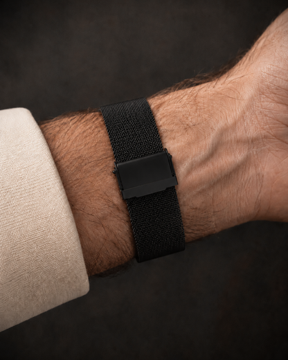 Magneto-Watch-Maschenarmband-Sicherheitsverschluss-Schwarz-Front