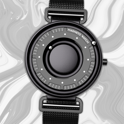 Magneto-Watch-Primus-Black-Milanaise-Black-Background