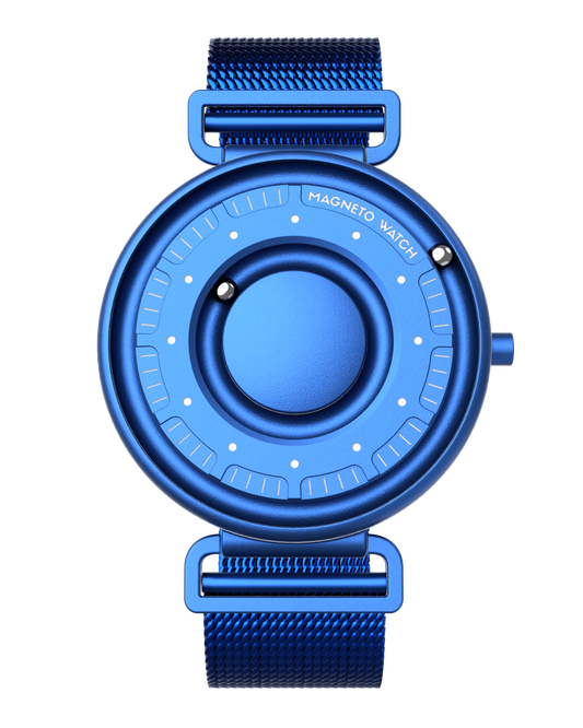 Magneto-Watch-Primus-Blue-Milanaise-Blue-Front