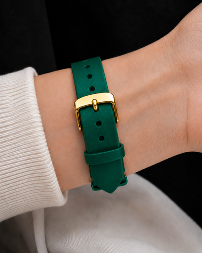 Magneto-Watch-Strap-Leather-Satin-Green-16mm-Lifestyle