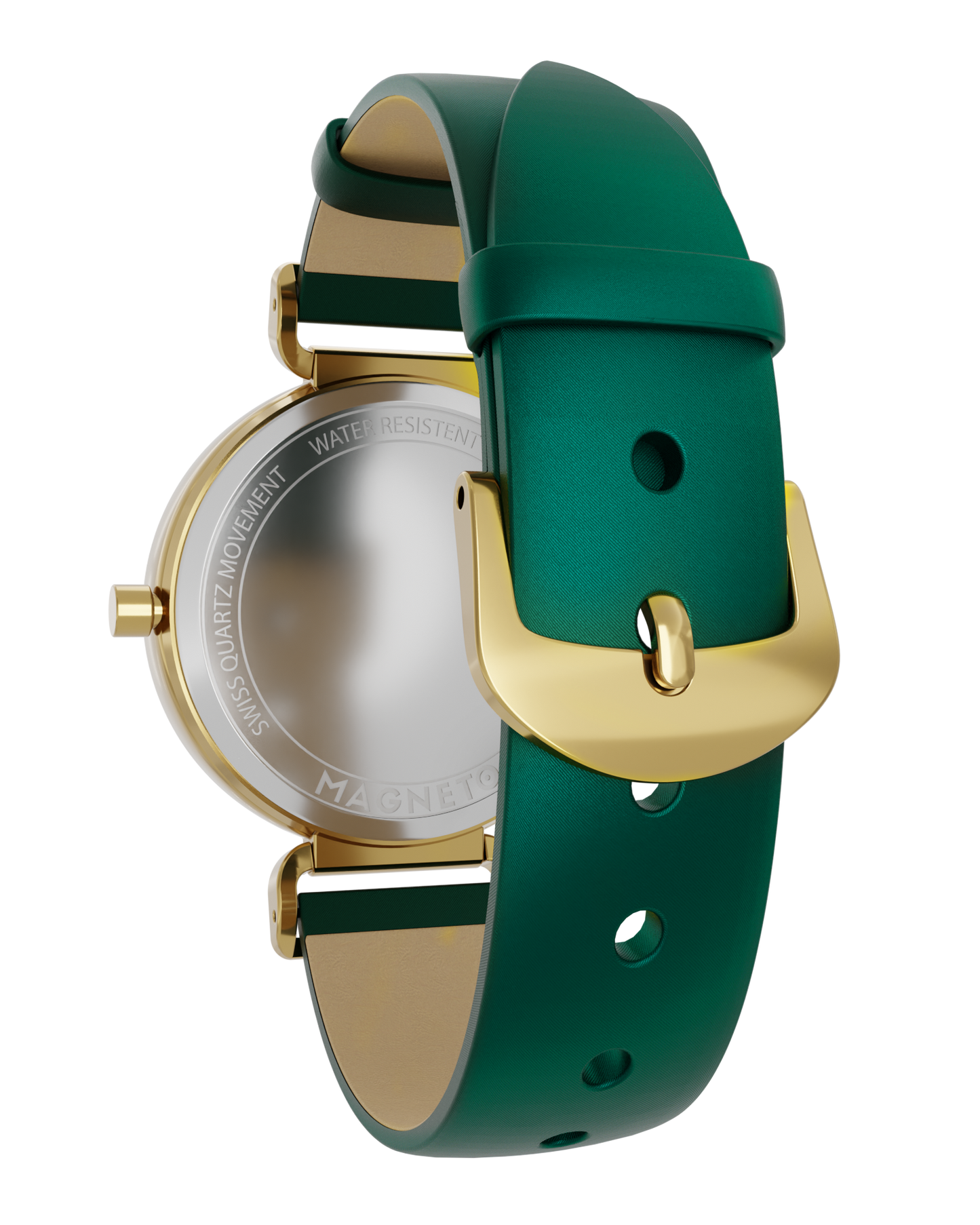 Magneto-Watch-Strap-Leather-Satin-Green-16mm-Side