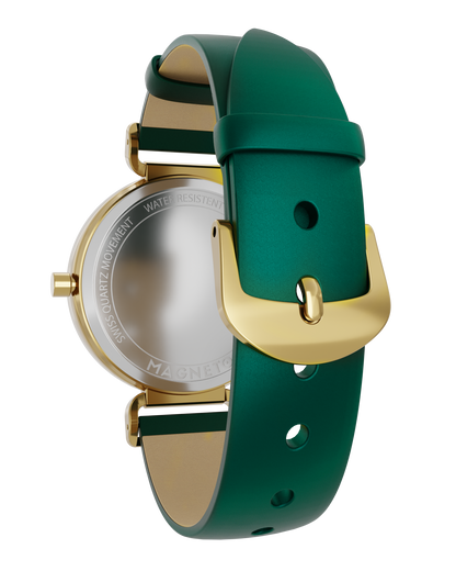 Magneto-Watch-Strap-Leather-Satin-Green-16mm-Side