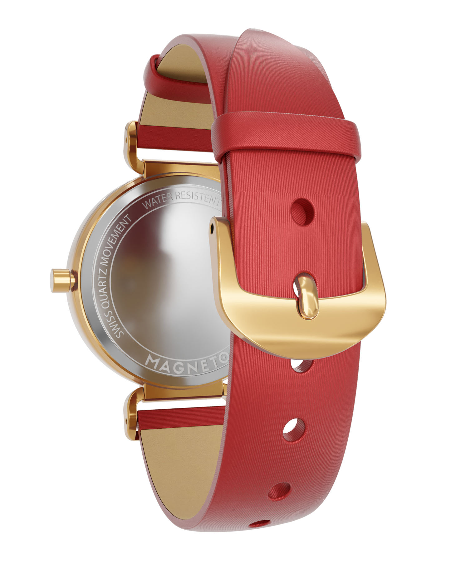 Magneto-Watch-Strap-Leather-Satin-Red-16mm-Side