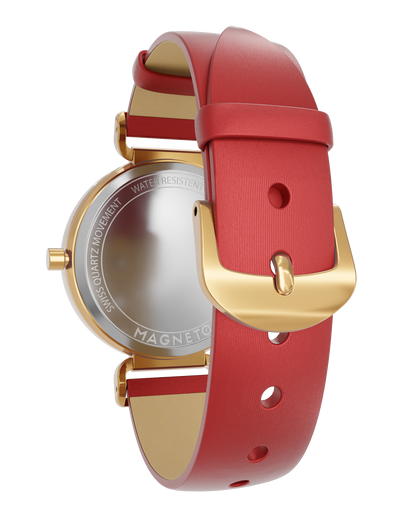Magneto-Watch-Strap-Leather-Satin-Red-16mm-Side
