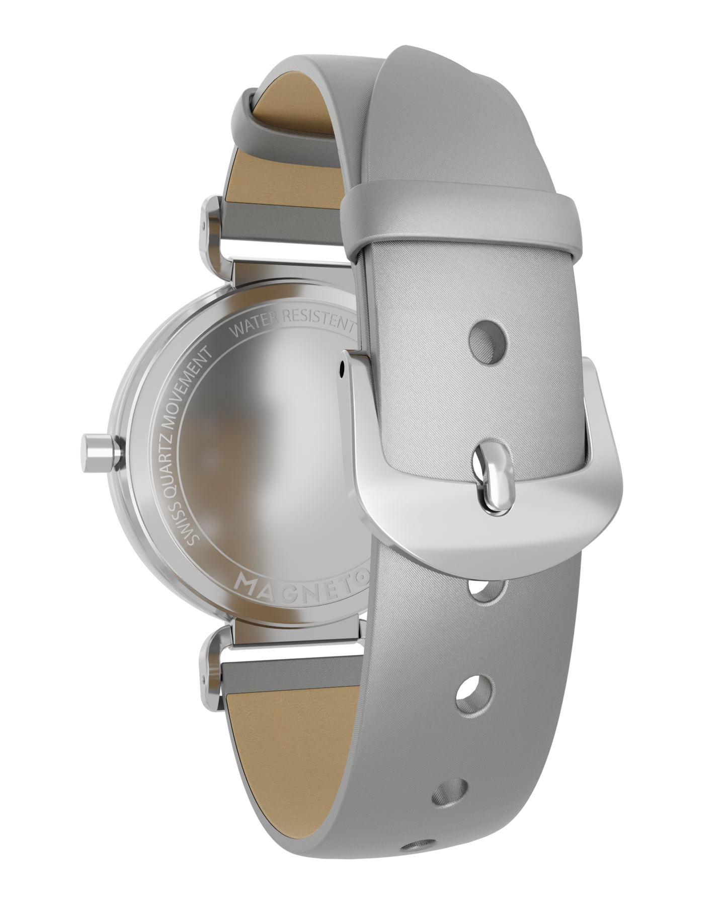 Magneto-Watch-Strap-Leather-Satin-Silver-16mm-Side