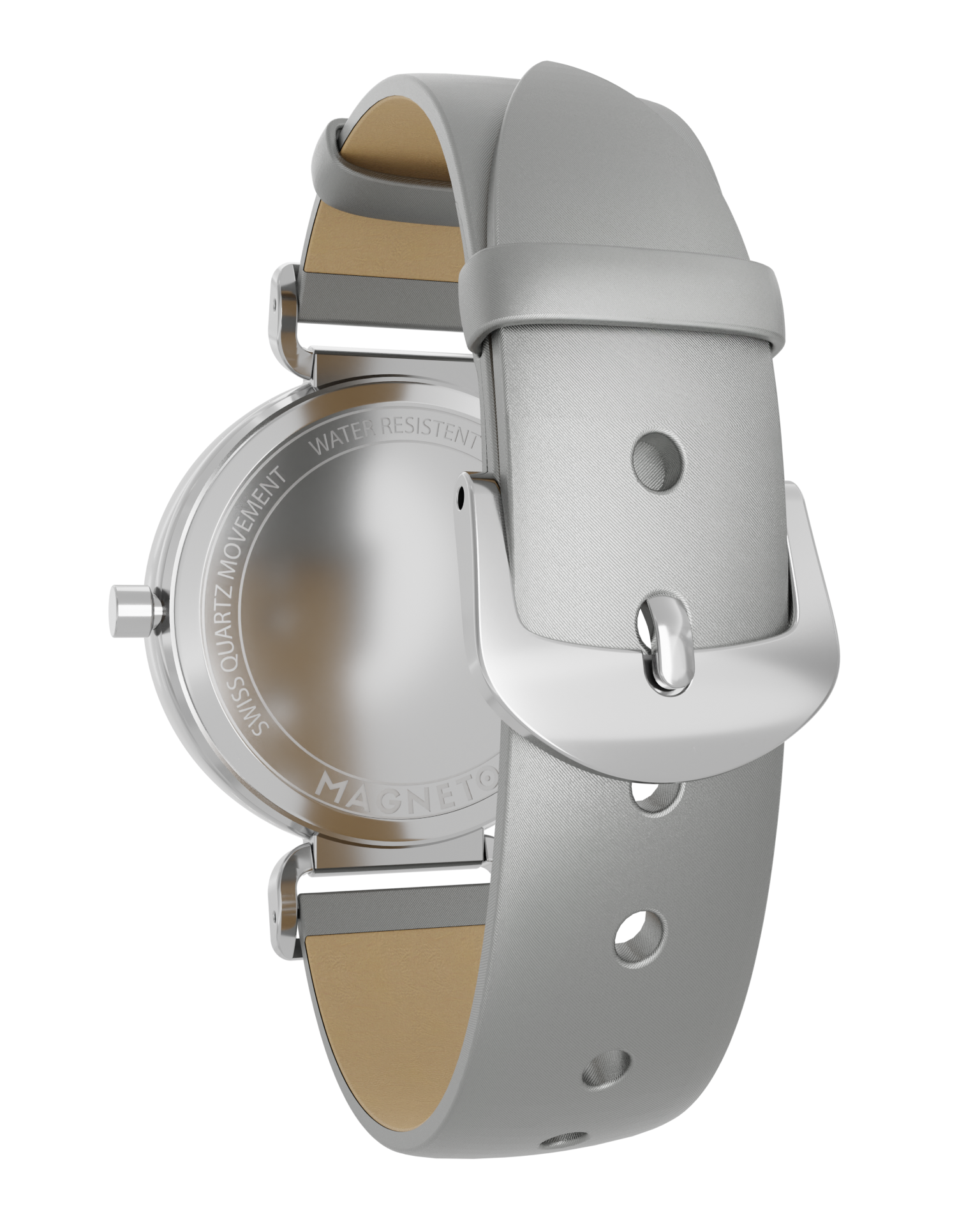 Magneto-Watch-Strap-Leather-Satin-Silver-16mm-Side