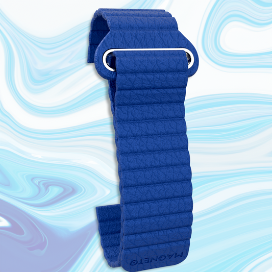 Bracelet magnétique en cuir bleu