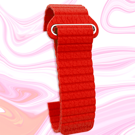 Bracelet magnétique en cuir rouge