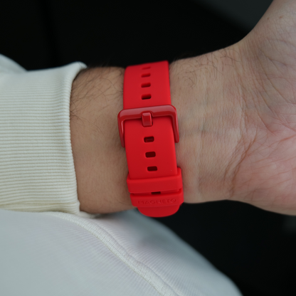 Magneto-Watch-Strap-Silicone-Fire-Red-Lifestyle