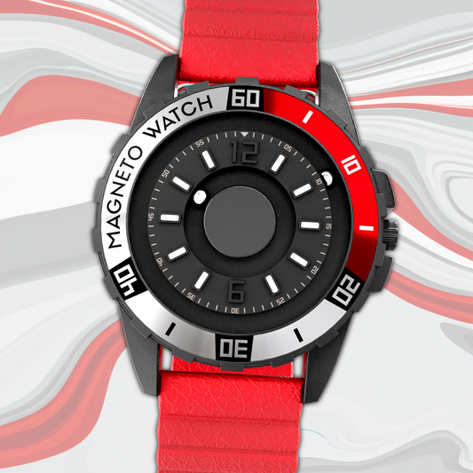 Uranus Black synthetic leather magnetic red