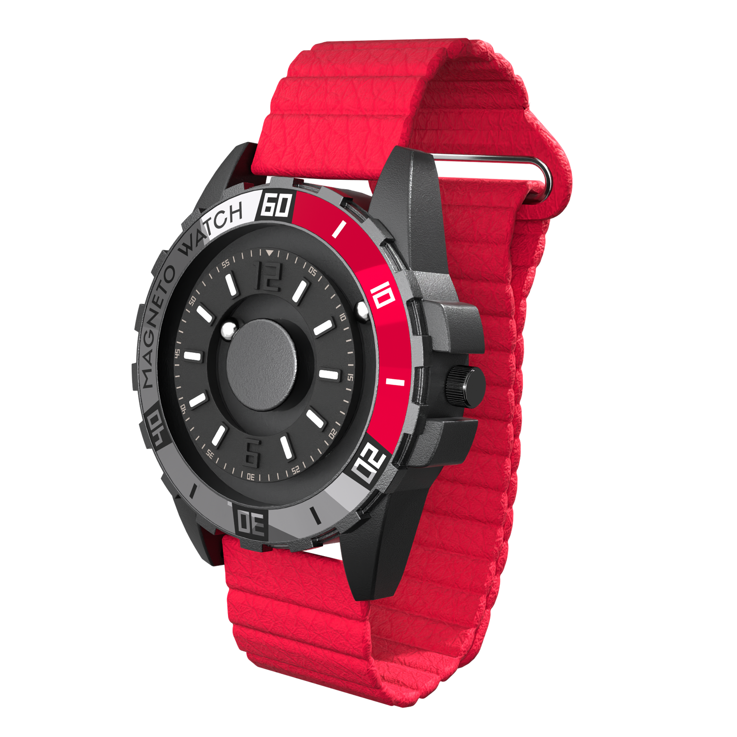 Uranus Black synthetic leather magnetic red
